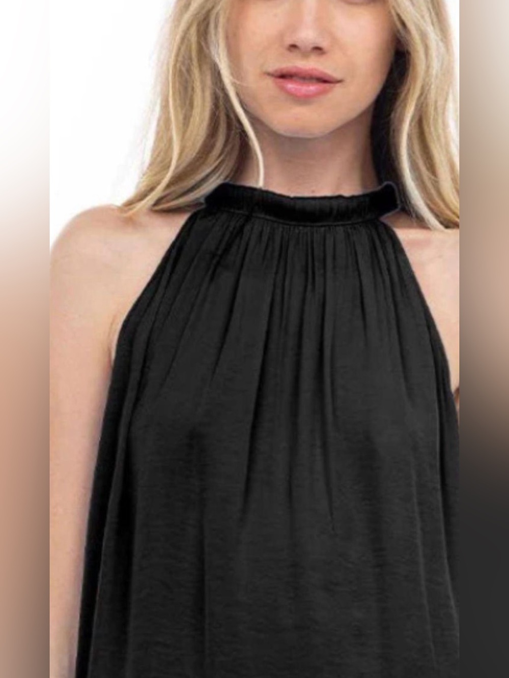 Black Ruched Strap Tank Top